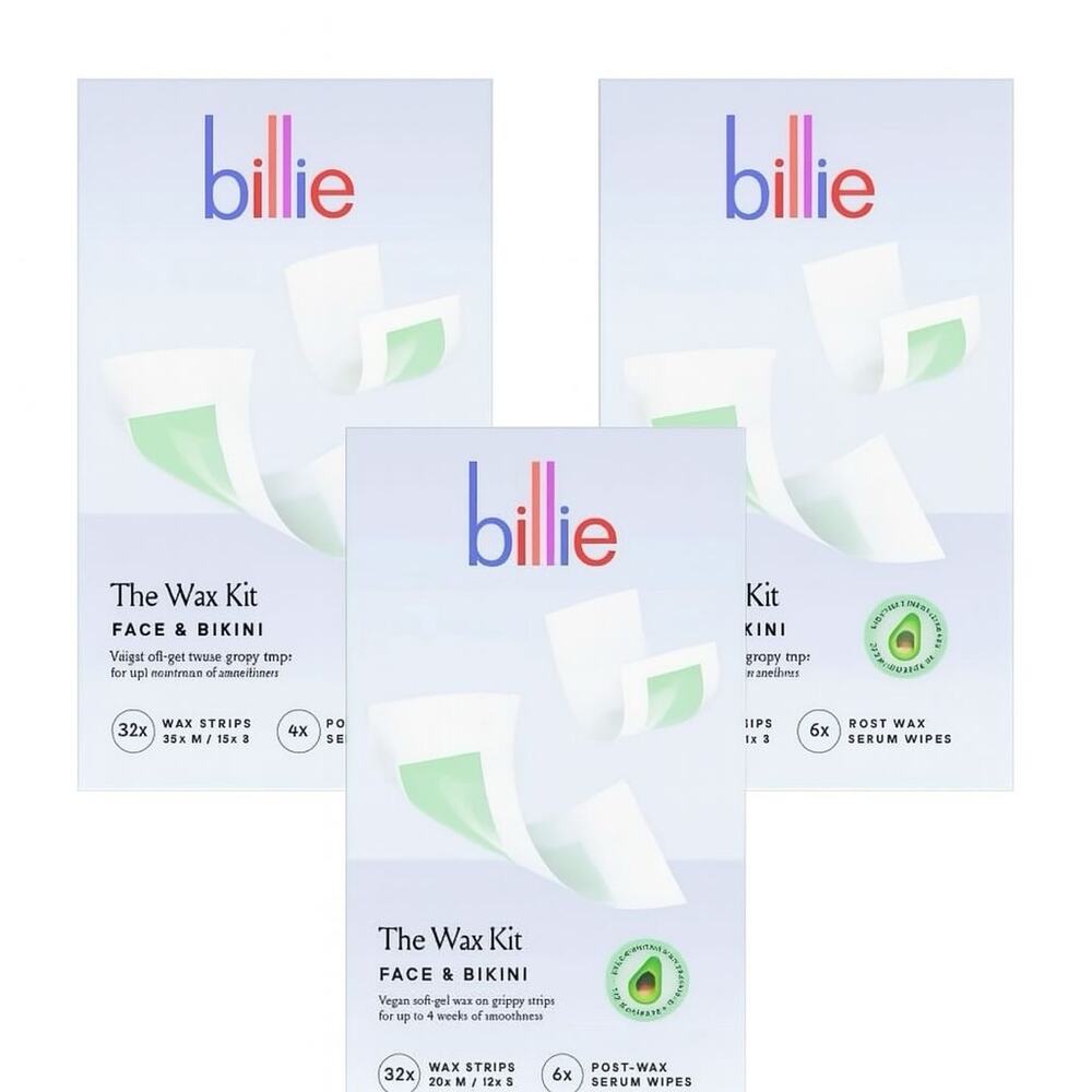 Billie Waxing Kit, Face & Bikini Hair Removal Wax Strips, 32 Wax Strips, 6 Pack3